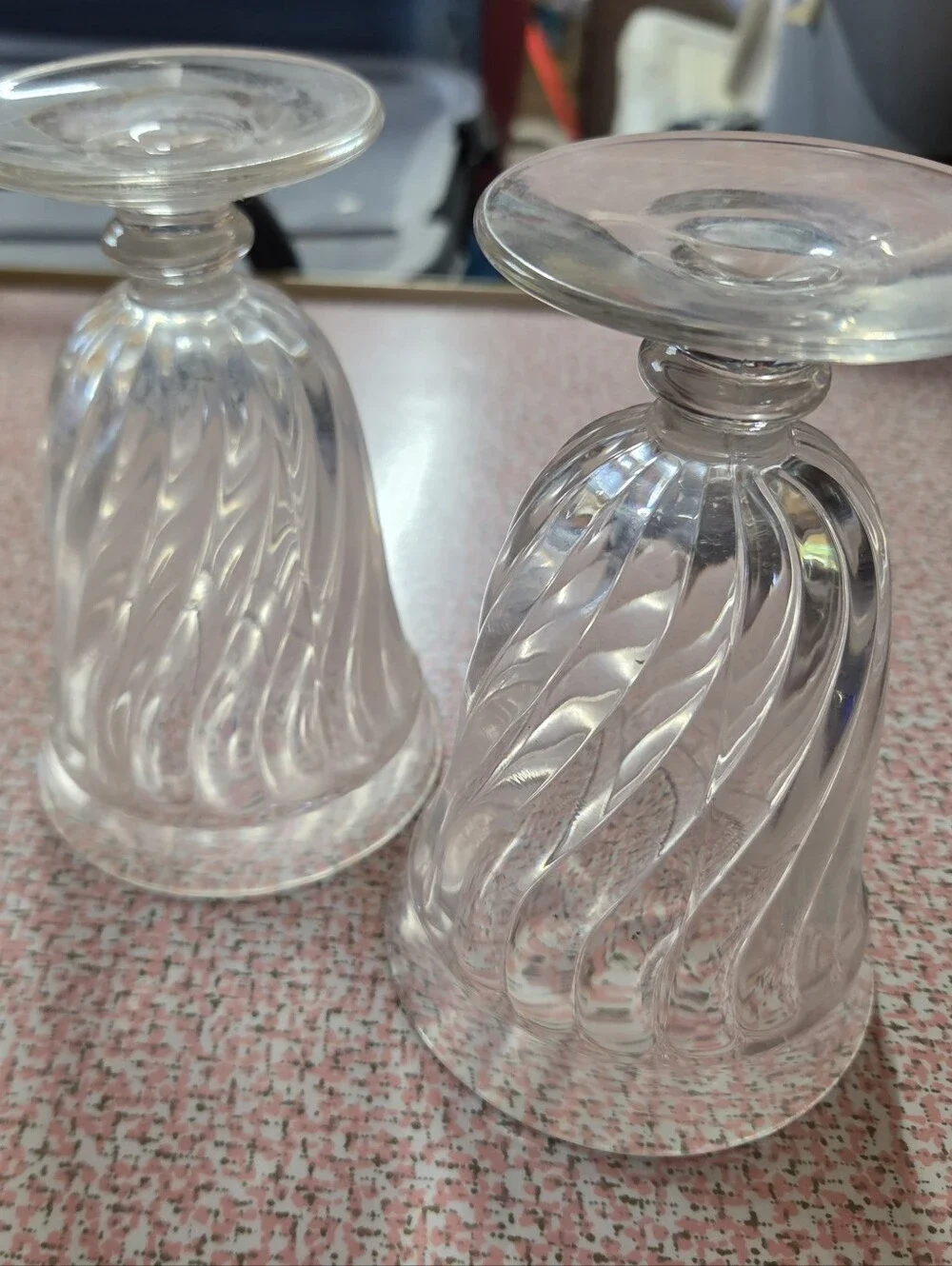 VTG Fostoria Colony Swirl Clear Footed Glasses Set of 2